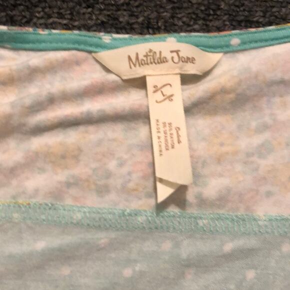 Matilda Jane Free To Be Green Mixed Print Peplum Style Short Sleeve Top Large - Picture 3 of 7